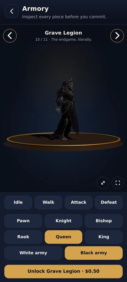 The Grave Legion black queen in the Armory