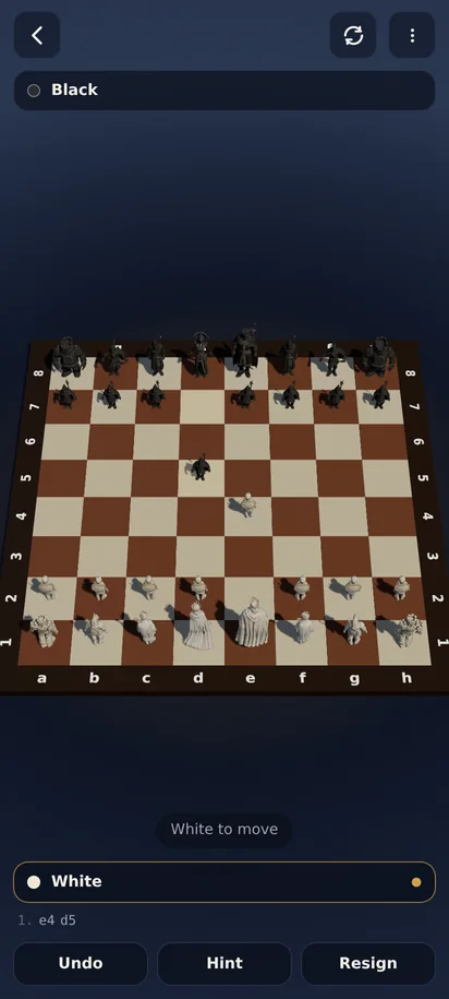 A game in progress on the 3D board